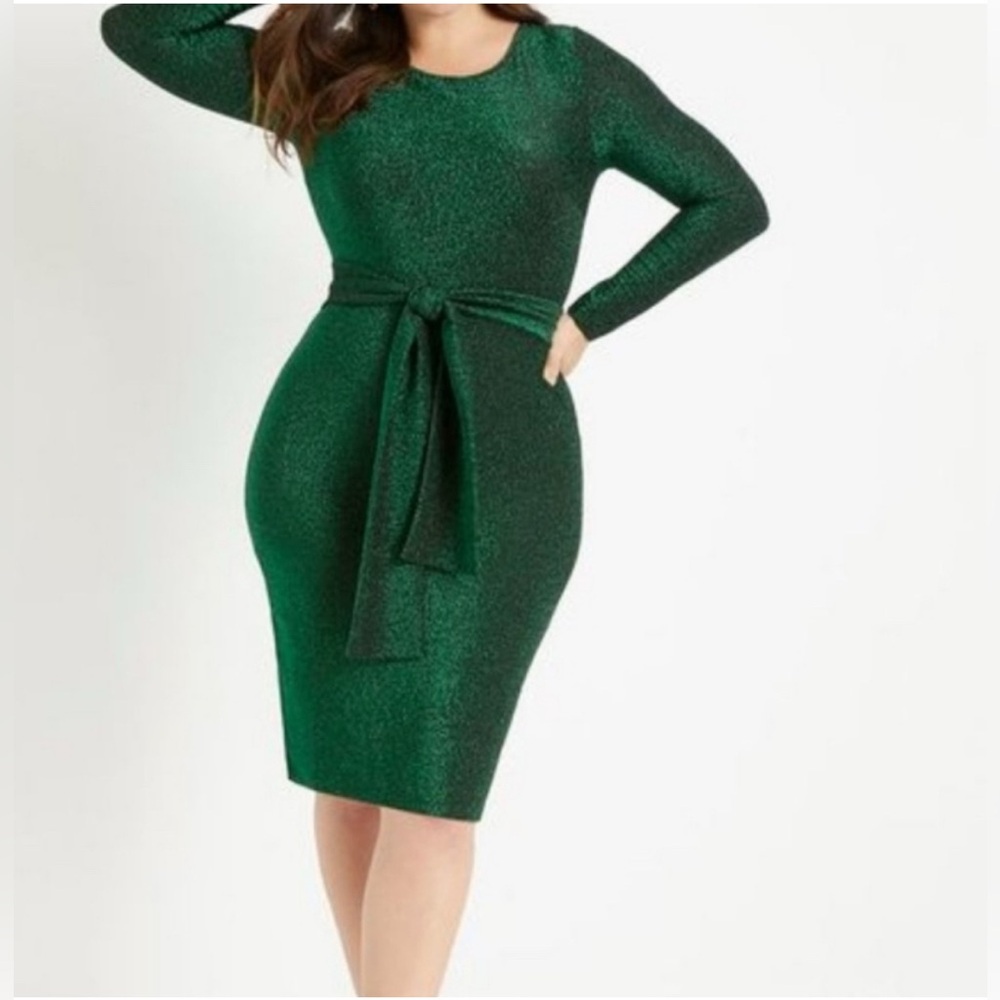 Elegant Green Sparkle Shine Cocktail Dress
